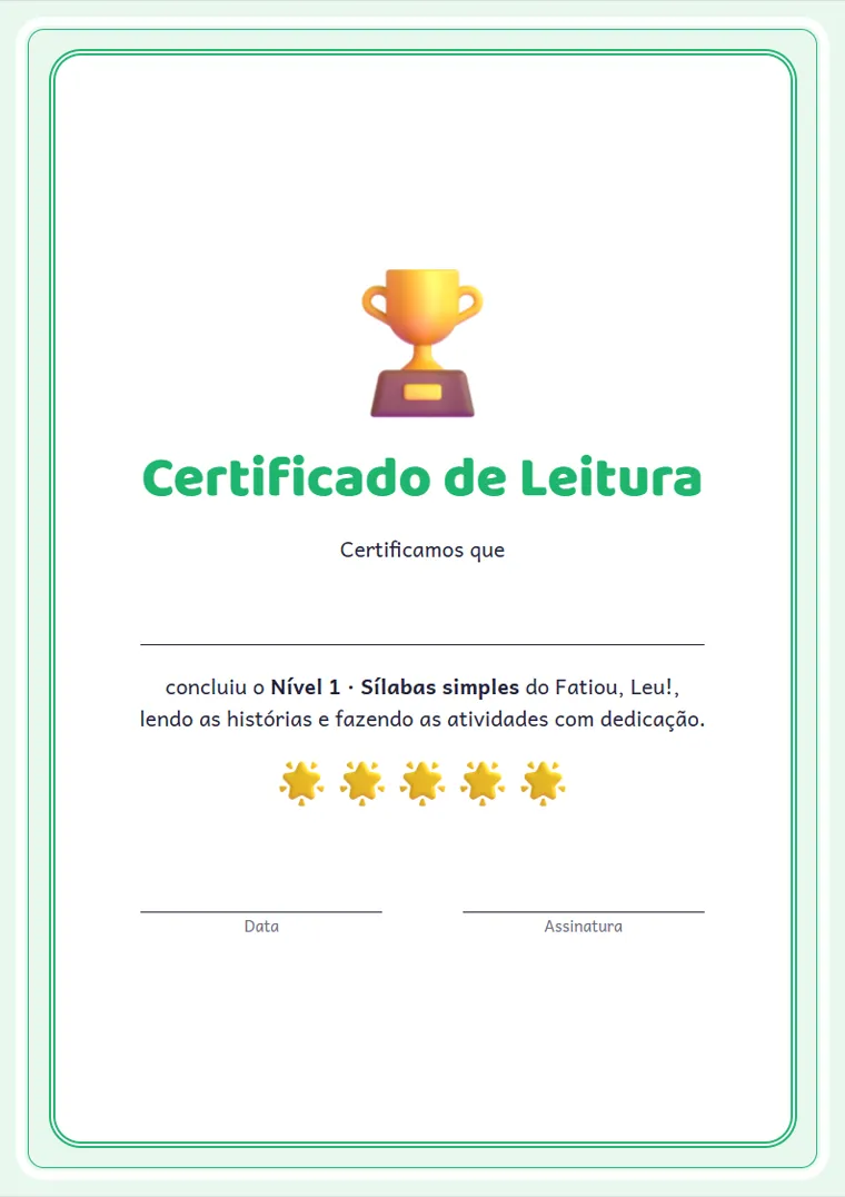 Bônus: certificado de leitura